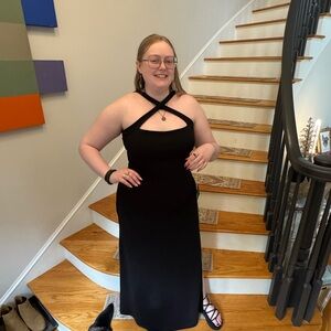 Lulu's Black Crisscross Halter Maxi Dress